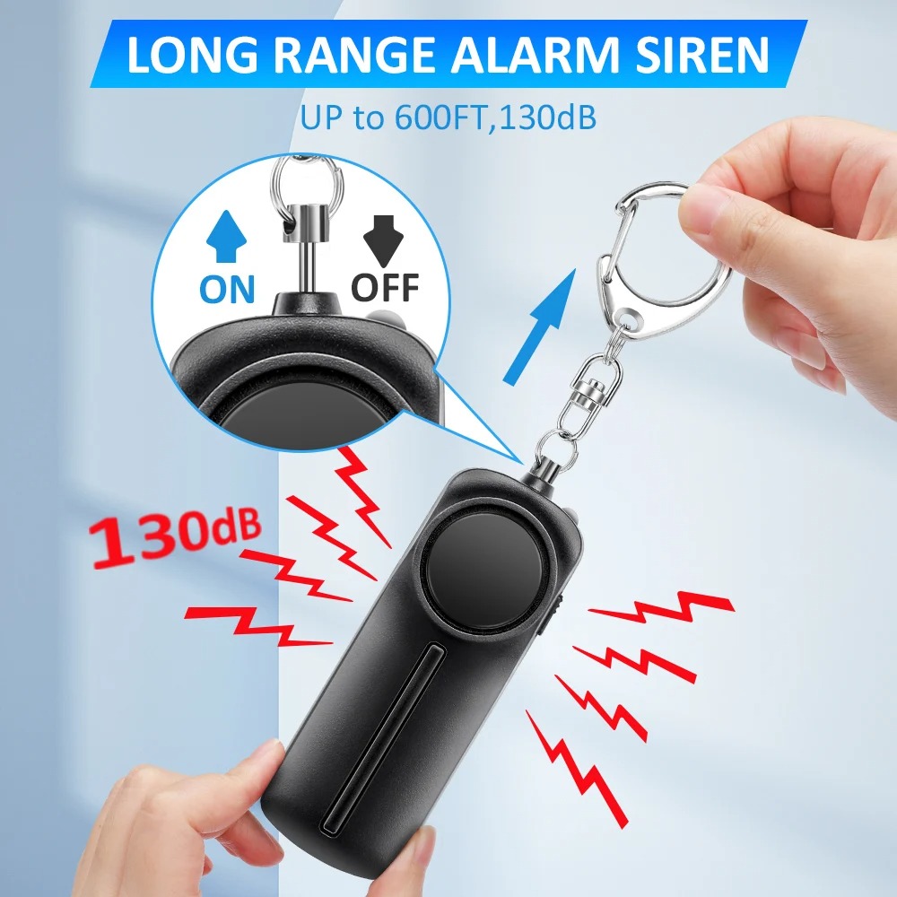 Personal Alarm Keychain - إنذار الدفاع عن النفس 130dB إنذار